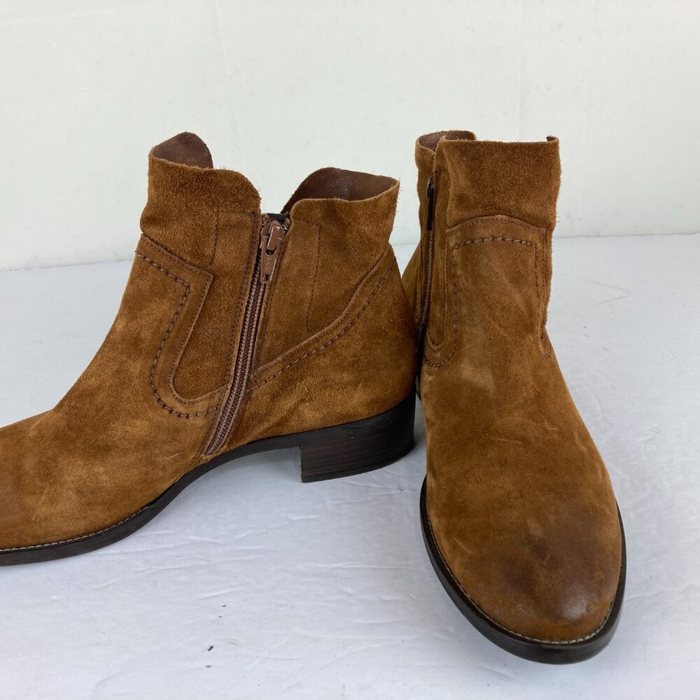 Paul Green Womens‎ sz 6.5 Designer Brown Suede Leather Ankle Zip Boots Bootie - Picture 4 of 9